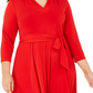Charter Club Women's V Neck Belted Dress Red Size 4X