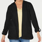 Karen Scott Women's Sport French Terry Open-Front Hoodie Black Size Medium