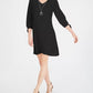 JM Collection Women's Tie Sleeve Necklace Dress Black Size Medium