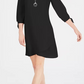 JM Collection Women's Tie Sleeve Necklace Dress Black Size Medium