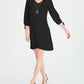 JM Collection Women's Tie Sleeve Necklace Dress  Black Size XX-Large