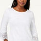 Charter Club Women's Cotton Lace-Trim Top White Size Small
