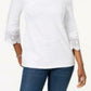 Charter Club Women's Cotton Lace-Trim Top White Size Small