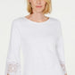 Charter Club Women's Cotton Lace-Trim Top White Size Extra Large