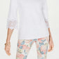 Charter Club Women's Cotton Lace-Trim Top White Size Extra Large
