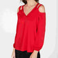 INC International Concepts Women's Cutout Cold Shoulder Top Red Size Small
