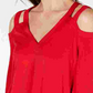 INC International Concepts Women's Cutout Cold Shoulder Top Red Size Small