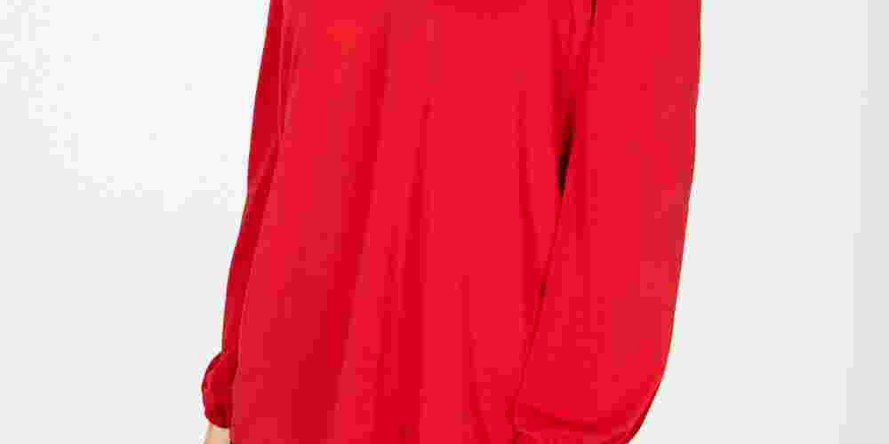 INC International Concepts Women's Cutout Cold Shoulder Top Red Size Small