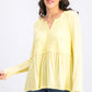 Style & Co Women's Lace Front Draped Top Gold Size Large