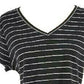 Maison Jules Women's Striped V-Neck Top Black Size Large