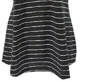 Maison Jules Women's Striped V-Neck Top Black Size Large