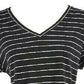 Maison Jules Women's Striped V-Neck Top Black Size XX-Large