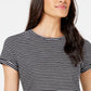 Maison Jules Women's Striped Crew-Neck T-Shirt Black Size X-Small