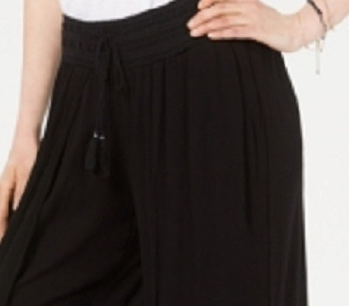 Style & Co Women's Textured Tie-Waist Wide-Leg Pants Black Size X-Large
