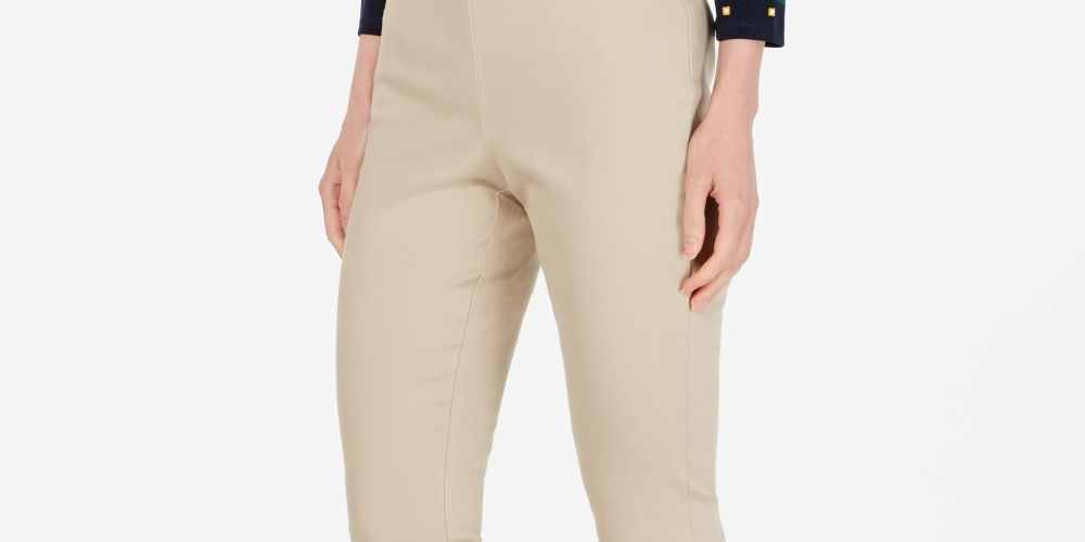 Charter Club Women's Petite Chelsea Stretch-Twill Skinny Pants Beige Size 8 P