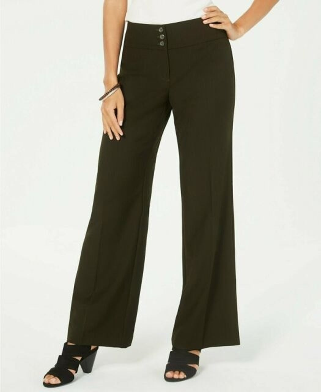 Style & Co Women's Stretch Wide-Leg Pants Dark Green Size 6 T/L