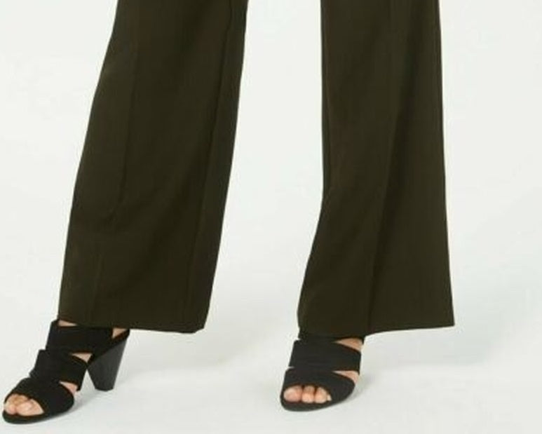 Style & Co Women's Stretch Wide-Leg Pants Dark Green Size 6 T/L