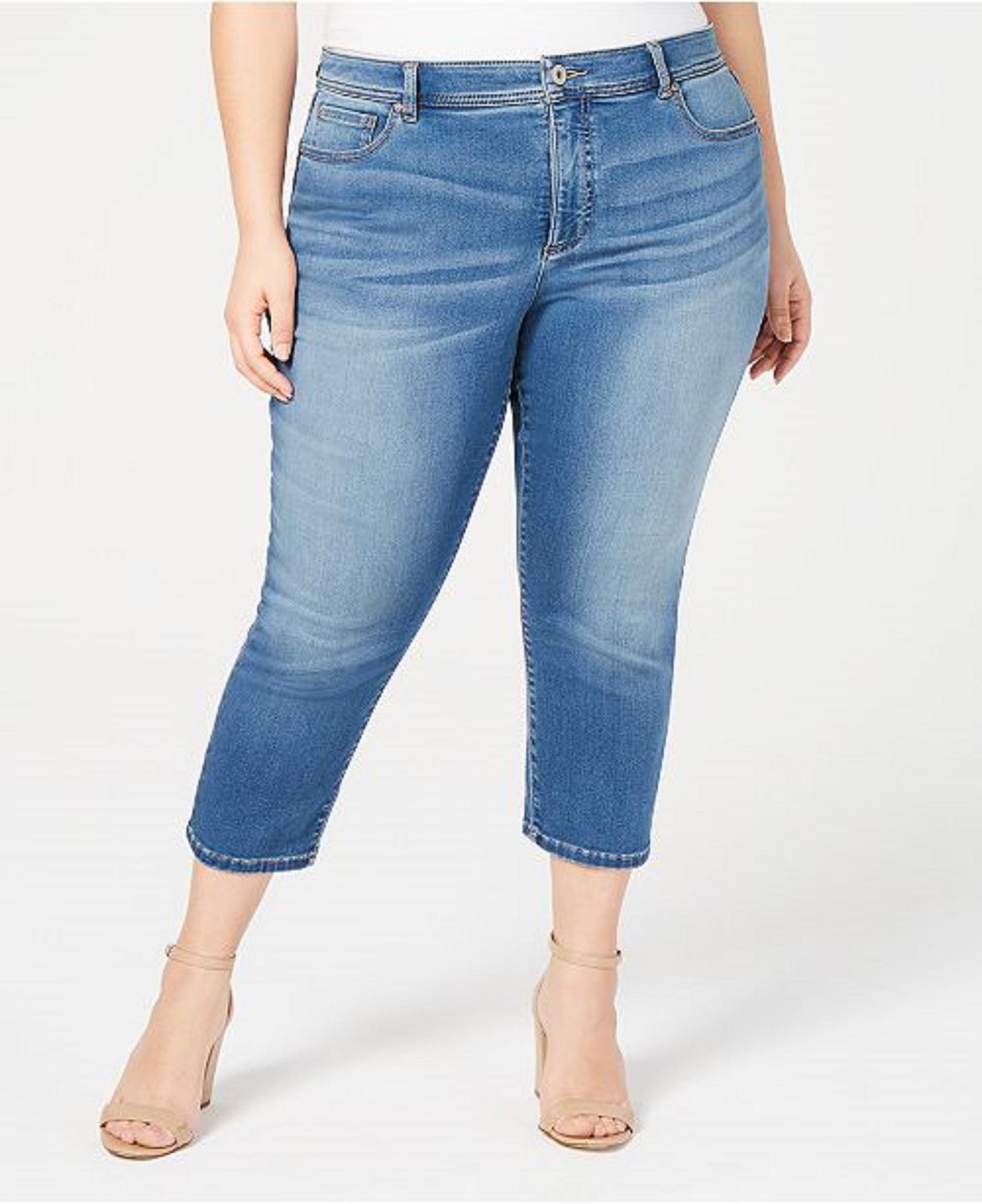 INC International Concepts Women's Plus & Petite Plus Size Incfinity Cropped Skinny Jeans Turq/Aqua Size 24W