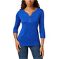 Karen Scott Women's Cotton Henley Top Blue Size Small