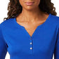 Karen Scott Women's Cotton Henley Top Blue Size Small