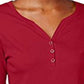 Karen Scott Women's Cotton Henley Top Red Size Medium