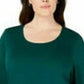 Karen Scott Women's Cotton 3/4-Sleeve Top Green Size Small