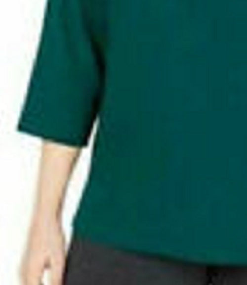 Karen Scott Women's Cotton 3/4-Sleeve Top Green Size Small