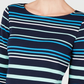 Charter Club Women' Striped Tie-Sleeve Top Blue Size X-Large