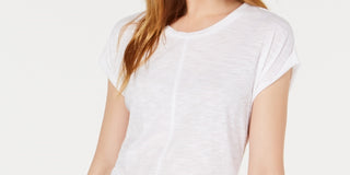 Bar III Side Drawstring Cotton Top White Size X-Small