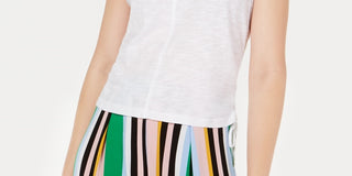 Bar III Side Drawstring Cotton Top White Size X-Small