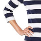 Charter Club Women's Pima Cotton Button-Shoulder Stripe Top Blue Size X-Large