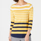 Charter Club Women's Pima Cotton Button-Shoulder Stripe Top Gold Size X-Small