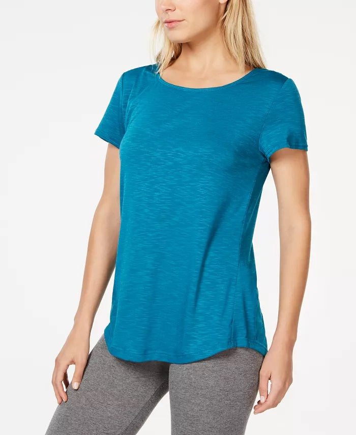Ideology Women's Cross Back T-Shirt Turq/Aqua Size Small