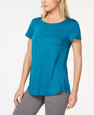 Ideology Women's Cross Back T-Shirt Turq/Aqua Size Small