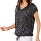 Ideology Women's Printed Drawstring Top Black Size Large