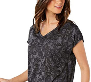 Ideology Women's Printed Drawstring Top Black Size Large