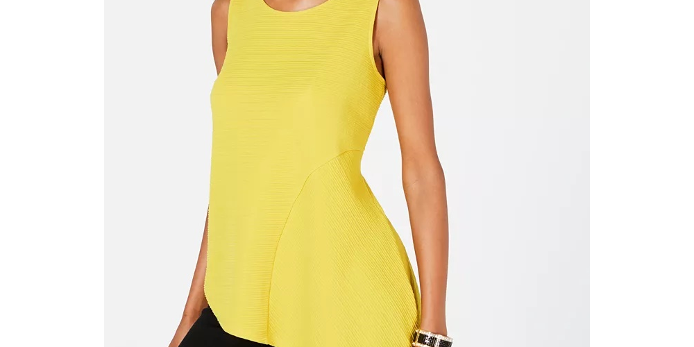 Alfani Women's Asymmetrical-Hem Top Gold Size Large