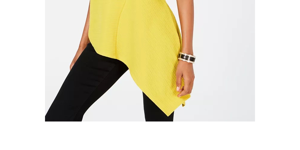 Alfani Women's Asymmetrical-Hem Top Gold Size Large