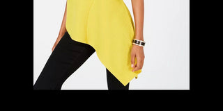 Alfani Women's Asymmetrical-Hem Top Gold Size Large