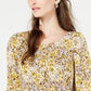Alfani Women's Printed Poncho Blouse Yellow Size Petite