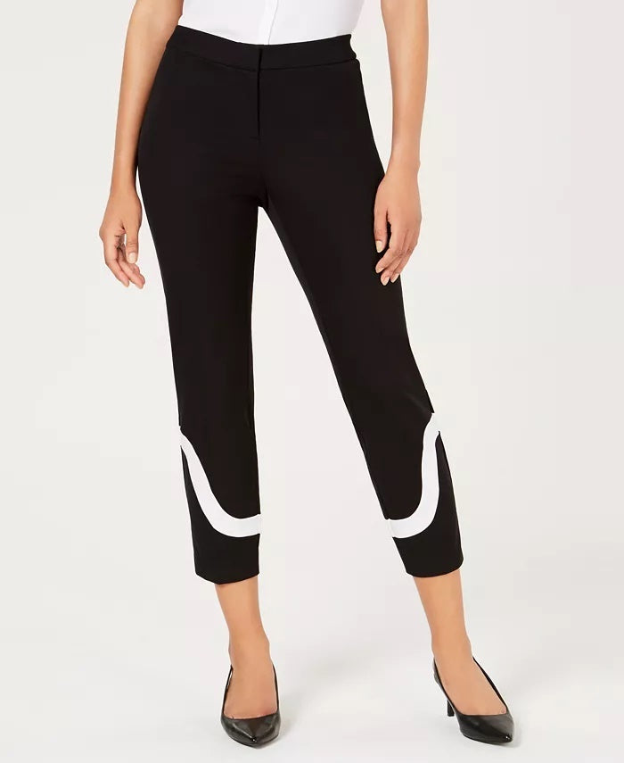 Alfani Women's Colorblocked Ankle Pants Black Size 8 Petite