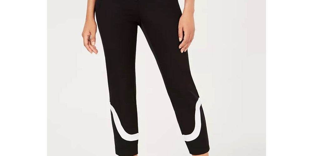 Alfani Women's Colorblocked Ankle Pants Black Size 8 Petite