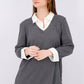 Karen Scott Women's Cotton Layered-Look Top Charcoal Size X-Small