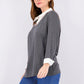 Karen Scott Women's Cotton Layered-Look Top Charcoal Size X-Small