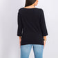 Karen Scott Women's Cotton Boat-Neck Studded Top Black Size Extra Small