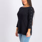 Karen Scott Women's Cotton Boat-Neck Studded Top Black Size Extra Small