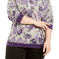 Karen Scott Women's Plus Size Printed Fleece Crewneck Top Purple1X