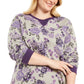Karen Scott Women's Plus Size Printed Fleece Crewneck Top Purple1X