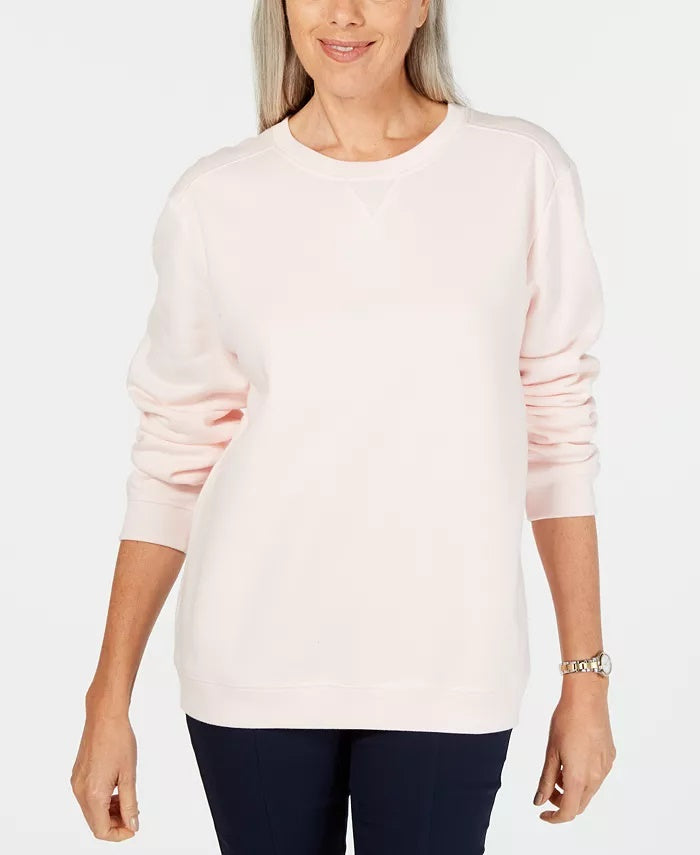 Karen Scott Women's Sport Long-Sleeve Crewneck Sweatshirt Pink Size X-Small