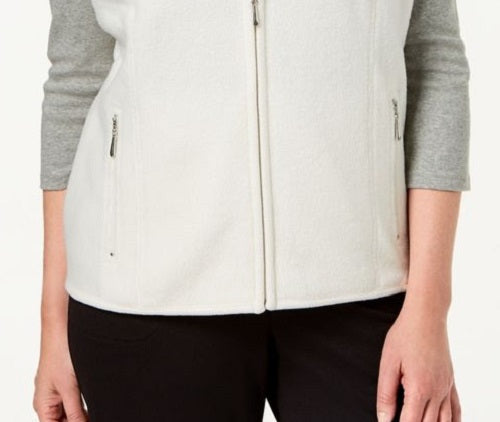 Karen Scott Women's Plus Size Zip-Front Vest White Size 3X